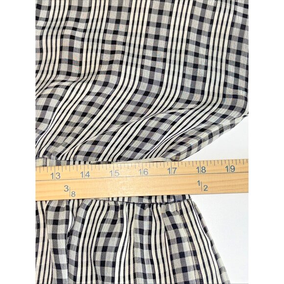 Tularosa Blouse Black And White Checkered Blouse Belted V-Neck Women's Size XL - Picture 6 of 13